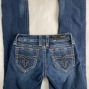 Rock Revival Jeans Womens 28 Janet Boot Patches Distressed Low Rise 28x33
